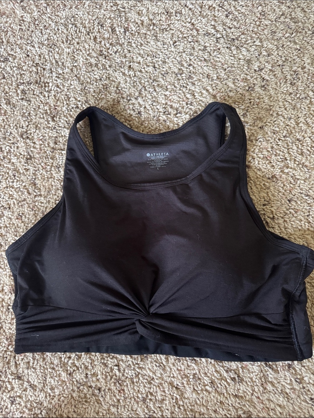 Athleta Black Twisted Front High-Neck Sports Bra